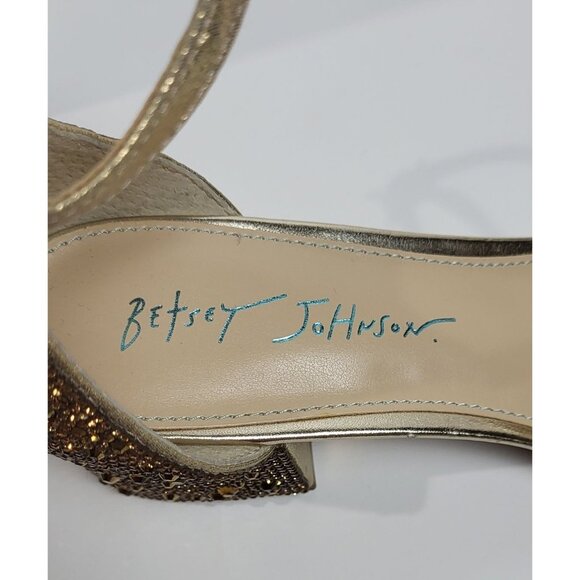 Blue by Betsey Johnson Mari Gold Glitter Block Heel Sandals Size 7M - Picture 9 of 11